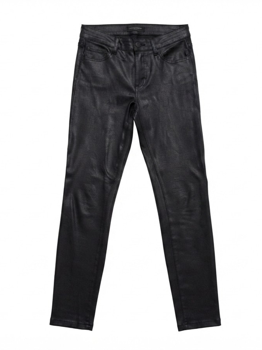Women's Black Coated Slim Stretch Jeans Midrise Skinny